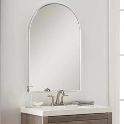 Brembilla 35"H x 24"W x 1"D Modern Metallic Silver Accent Mirror - Boutique Rugs