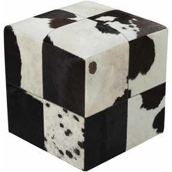 Pariconha 18"H x 18"W x 18"D Rustic Black/Cream/Beige/Dark Red Ottoman - Hauteloom