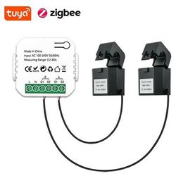 Tuya - Misuratore di Energia Bidirezionale Smart ZigBee con Pinza Switch + 2 Pinze 80A