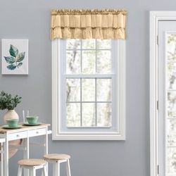 Stacey Curtain Ruffled Filler Valance by Ellis Curtains in Almond