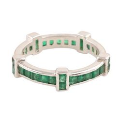 Viridian Treasure,'Stunning Channel-Set Emerald Band Ring'