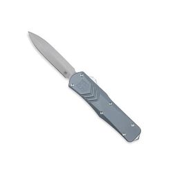 CobraTec Knives FS-X Medium Gen II OTF Automatic Folding Knife 3in Stonewashed D2 Steel Blade Dagger Non-Serrated Blade Grey Handle MGRYFS-XGEN2DAGNS
