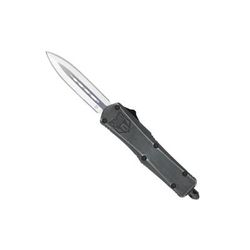 CobraTec Knives FS-3 Small OTF Automatic Folding Knife 2.75in D2 Steel Dagger Non-Serrated Blade Stonewash Handle SSWFS-3DAGNS