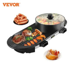 VEVOR Electric BBQ Pan 2 in 1 Grill Hot Pot portatile senza fumo materiale durevole veloce anche