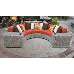 Coast 4 Piece Outdoor Wicker Patio Furniture Set 04c in Tangerine - TK Classics Coast-04C-Tangerine