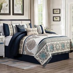 7PC Comforter Set (Queen) - Elight Home 21373 W Q