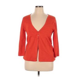 Cable & Gauge Cardigan Sweater: Orange - Women's Size X-Large