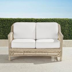 Hampton Loveseat in Ivory Wicker - Quick Dry, Sailcloth Cobalt - Frontgate