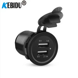 Boat Car Waterproof 12V Dual USB Power Charger Two Port Adapter Switch Socket Outlet Plug DC 12V 3.1A Panel Mount Fast Charge