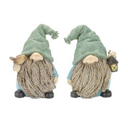 Stone Garden Gnome Figurine With Bird And Lantern Accent (Set Of 4) by Melrose in Blue
