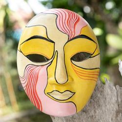 Candy Woman,'Hibiscus Wood Wall Mask Carved and Painted by Hand in Bali'