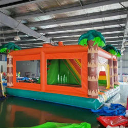 Inflatable jump with slide, free boat to harbor, forest, trampoline house, inflatable bouncer castle house combo