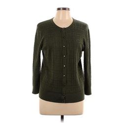 Cable & Gauge Cardigan Sweater: Green - Women's Size Large