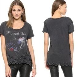 Free People Tops | Free People Texas The State Tour Black Vintage Lace Top Size Medium | Color: Black | Size: M