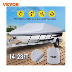 VEVOR 14-28 FT V Hull Boat Cover 3 Layer Oxford Fabric All-Season Protection With Storage Bag and