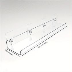 TEMU Vinyl Hanging Shelf, Freestanding, Bathroom, Transparent, No Drilling Required, No Golden Pipes, With 2 Installation Options, Wall-mounted, Shelves