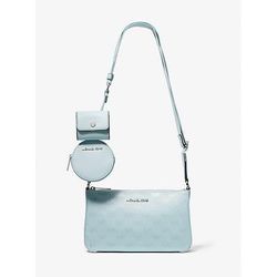 Michael Kors Jet Set Woven Logo Nylon Crossbody Bag with Case for Apple Airpods Pro® Blue One Size