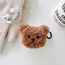 Grand étui pour écouteurs en peluche ours rétro 3D, pour apple airpods 3 2 pro 1 2ème boîte de chargement bluetooth sans fil, couverture souple de dessin animé mignon