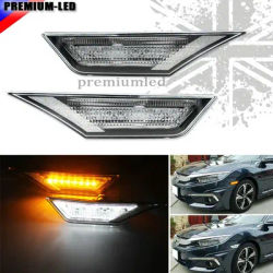 (2) luci a LED ambra e bianche con lampade di ingombro laterali con lente bianca trasparente JDM OEM