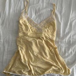 American Eagle Outfitters Tops | American Eagle Vintage Yellow Floral Babydoll Top With Tie In The Back | Color: White/Yellow | Size: M