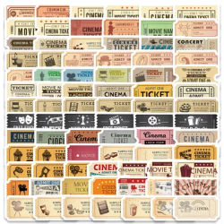 81pcs Retro Funny Movie Tickets Stickers Vintage Graffiti decalcomanie per Laptop bagagli Scrapbook