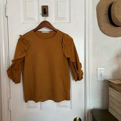 Zara Tops | 3/4 Sleeve Zara Top | Color: Orange | Size: S