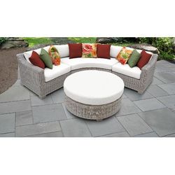 Coast 4 Piece Outdoor Wicker Patio Furniture Set 04a in White - TK Classics Coast-04A-White