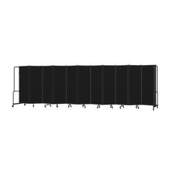 National Public Seating RDB6-11PT10 256"L Portable Room Divider w/ 11 Black PET Panels & Black Frame - 6'H