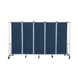 National Public Seating RDG6-5PT04 58"L Portable Room Divider w/ 5 Blue PET Panels & Gray Frame - 6'H