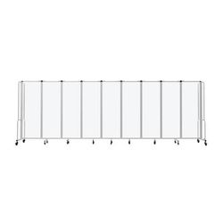 National Public Seating RDG6-9FA 210"L Portable Room Divider w/ 9 Frosted Acrylic Panels & Gray Frame - 6'H, Clear