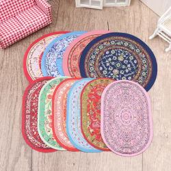 Tapis de sol rond Miniature pour maison de poupée 1:12, couverture ovale, modèle de chambre à coucher, décor de salon, jouet, accessoires pour maison de poupée
