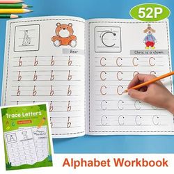 TEMU 52 Pages A-z Alphabet Abc Letters Practice Paper Preschool Learning English Homework Writing Exercise Book Kindergarten Pre-school Halloween Christmas Gift