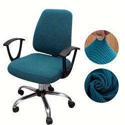 2pcs/set Office Chair Dining Chir Cover Solid Color Stretch Jacquard Elastic Covers For Desk Computer Chair Home Decor