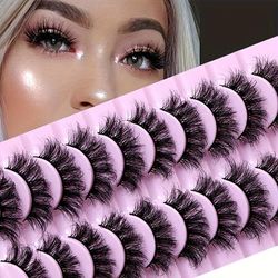 10 Pairs Faux Mink Lashes Messy Fluffy Curly 3d False Eyelashes Thick Volume Makeup Lashes Extension