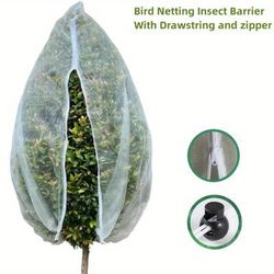 1pc, Garden Netting, Insect Bird Barrier Netting Mesh With Drawstring And Zipper, Garden Bug Netting Plant Cover Fruit Tree Net For Protect Plant Fruits Citrus Flower From Insect Bird Eating