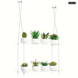 1 Set, 2-tier Acrylic Plant Shelves For Window Of Kitchen, Bedroom, Living Room, 15 Inch Window Wall Flower Double Hanger Boxes, Height Adjustable Hanging Shelves For Indoor Plants, Succulents