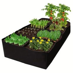 1 Pack, Garden Bed, 128 Gallon 8 Grids Plant Grow Bags, 3x6ft Breathable Planter Raised Beds For Growing Vegetables Potatoes Flowers, Rectangle Planting Container For Outdoor Indoor Gardening