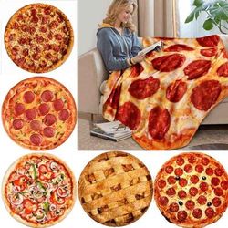 1pc Pizza Pattern Flannel Blanket, Nap Blanket Warm Cozy Soft Throw Blanket For Couch Bed Sofa