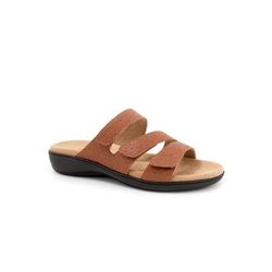 Wide Width Women's Rose Tool Slip On Sandal by Trotters in Luggage (Size 8 W)