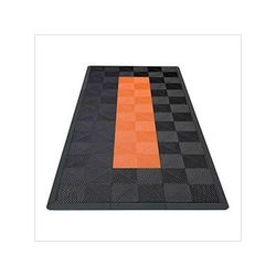 Swisstrax Ribtrax Pro Motorcycle Garage Floor Tile Mat (Jet Black / Tropical Orange)