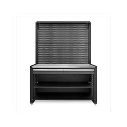 NewAge Garage Cabinets PRO Series Grey 62-Inch Workstation with Stainless Steel Top and 30 Piece Accessory Kit