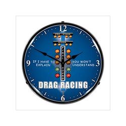 Collectable Sign and Clock Drag Racing Backlit Wall Clock
