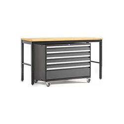 NewAge Products PRO Series Grey 2-Piece Workbench Set with Bamboo Top
