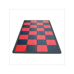 Swisstrax Diamondtrax Home Motorcycle Garage Floor Tile Mat (Jet Black / Racing Red)