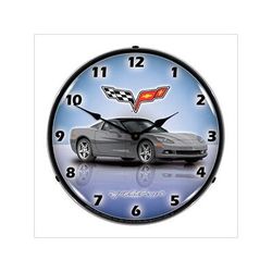 Collectable Sign & Clock C6 Corvette Cyber Grey Backlit Wall Clock