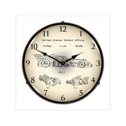 Collectable Sign and Clock 1990 Batmobile Patent Blueprint Backlit Wall Clock