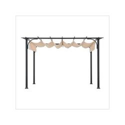 Sunjoy Group 9 x 12 Steel Frame Pergola Kit with Retractable Beige Canopy Shade