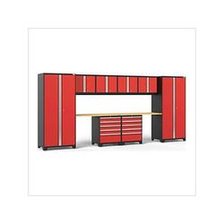NewAge Garage Cabinets PRO Series Red 10-Piece Set with Bamboo Top