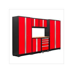 NewAge Garage Cabinets BOLD Series Red 7-Piece Set with Bamboo Top