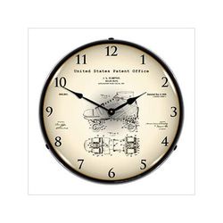 Collectable Sign and Clock 1907 Plimpton Roller Skate Patent Blueprint Backlit Wall Clock